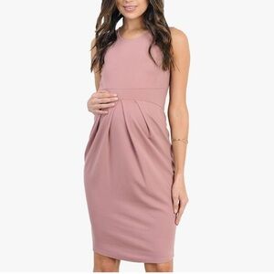 Maternity Mauve Pink Midi Dress, Baby Shower Size M